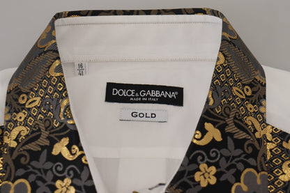 White Gold Detail Baroque Men's Dress Shirt