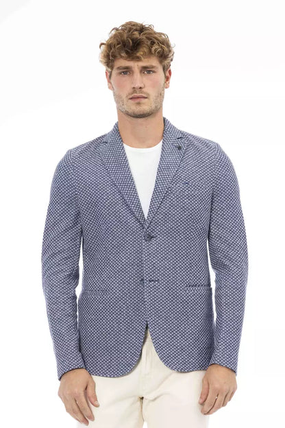 Blue Cotton Men Blazer