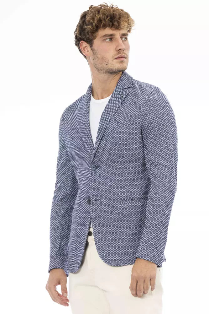 Blue Cotton Men Blazer