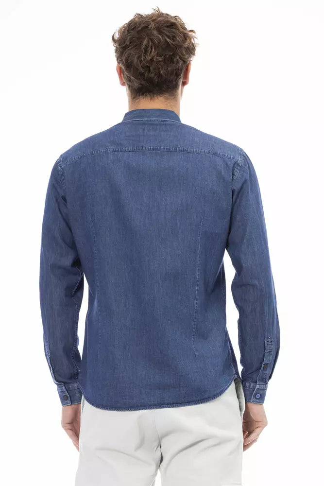 Blue Cotton Men Shirt