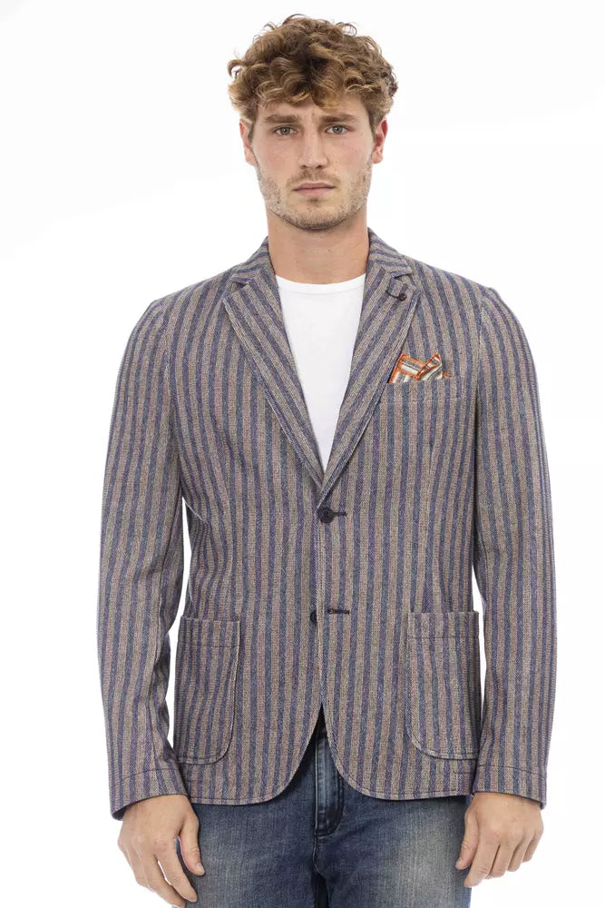 Blue Cotton Men Blazer