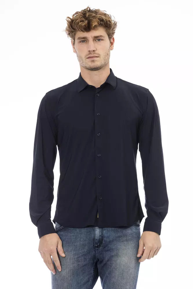 Blue Polyamide Men Shirt