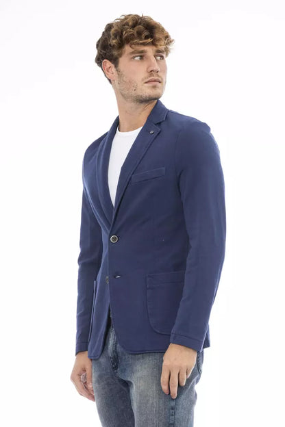 Blue Cotton Men Blazer