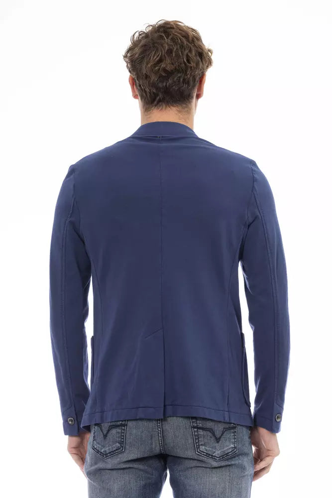 Blue Cotton Men Blazer