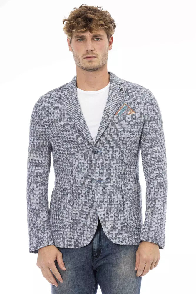 Blue Cotton Men Blazer