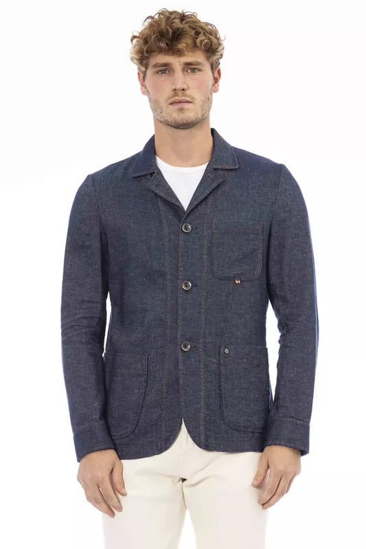 Blue Linen Men's Blazer