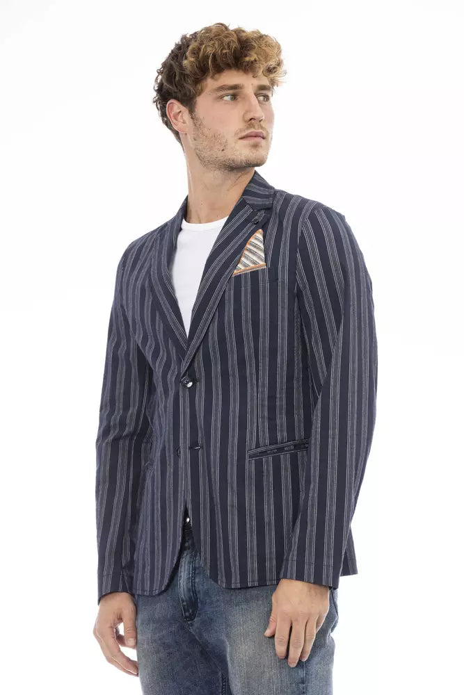 Blue Cotton Men Blazer