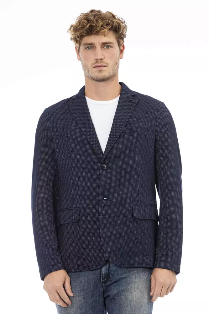 Blue Cotton Men Blazer