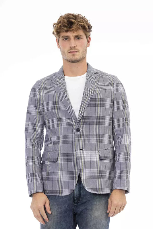 Blue Polyester Men Blazer