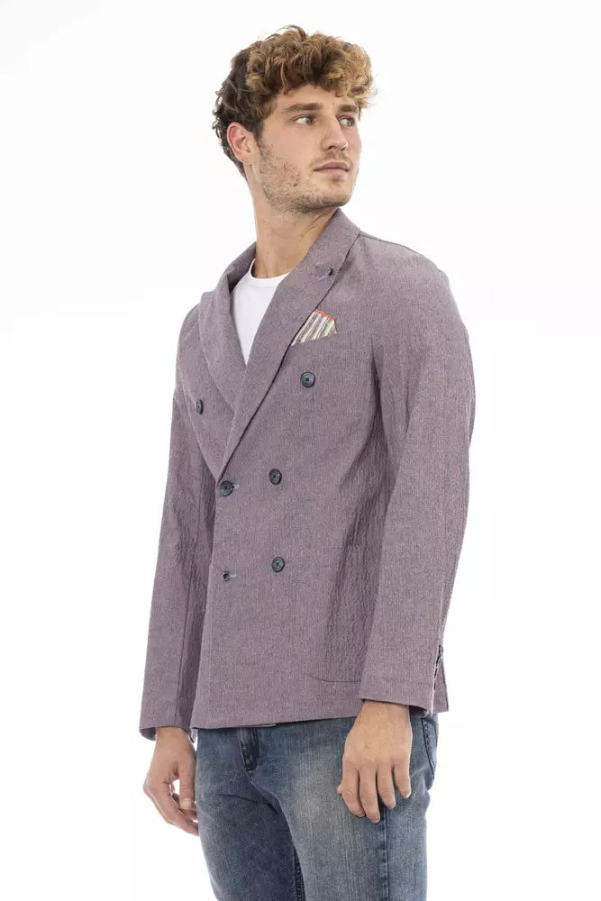 Purple Cotton Men Blazer