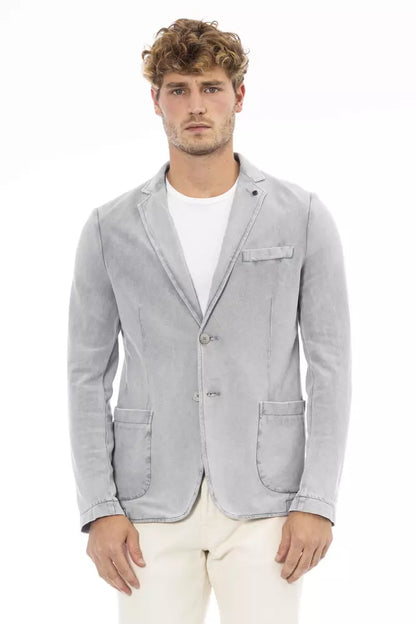 Gray Cotton Mens Blazer