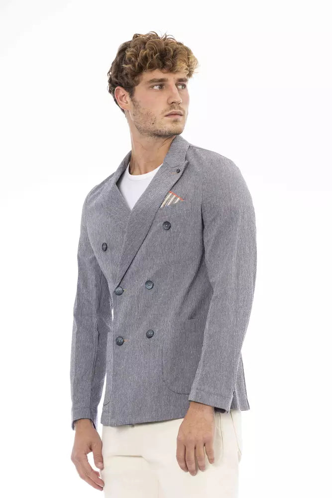 Blue Cotton Men's Blazer