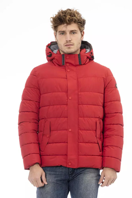 Red Polyester Men Jacket