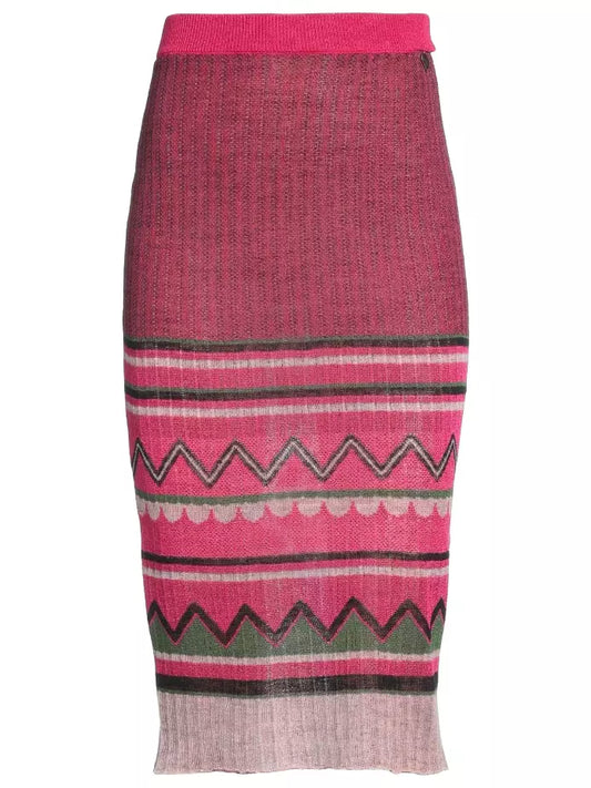 Chic Abstract Print Knitted Midi Skirt