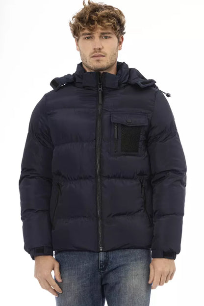 Blue Nylon Men Jacket