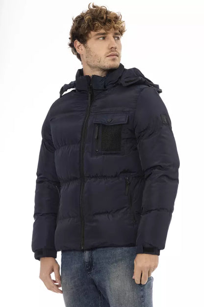 Blue Nylon Men Jacket