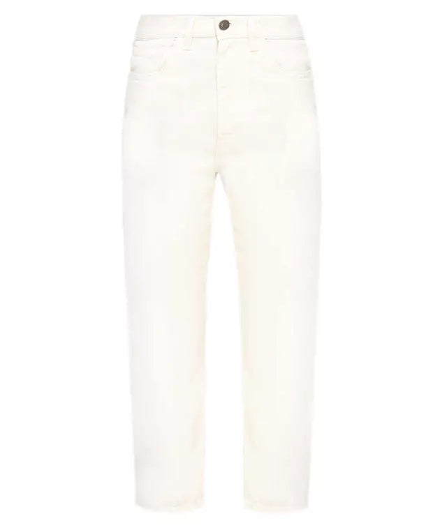 Chic White Cotton Regular Fit Jeans