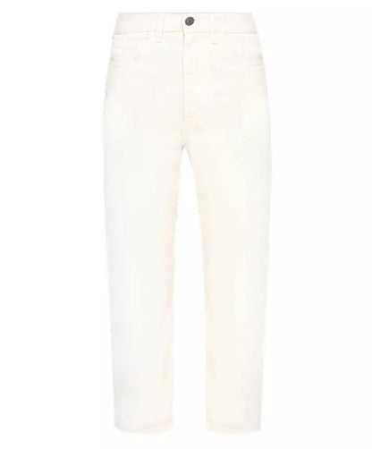 Chic White Cotton Regular Fit Jeans