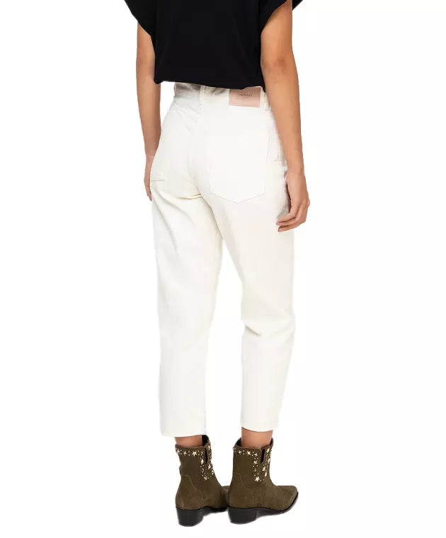 Chic White Cotton Regular Fit Jeans