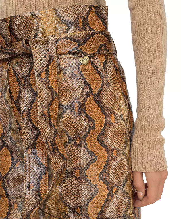 Python Print Eco-Leather Chic Shorts