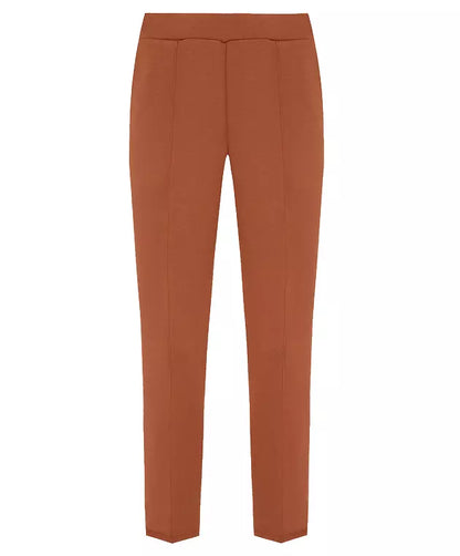 Chic Brown Stretch Trousers with Side Pockets