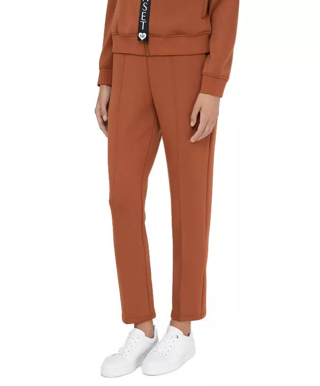 Chic Brown Stretch Trousers with Side Pockets