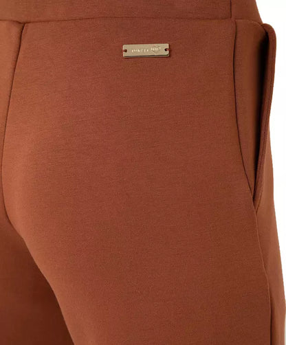 Chic Brown Stretch Trousers with Side Pockets