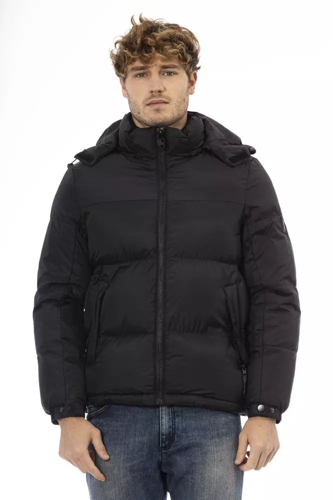 Black Nylon Men Jacket