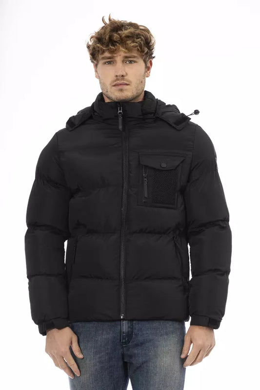 Black Nylon Men Jacket