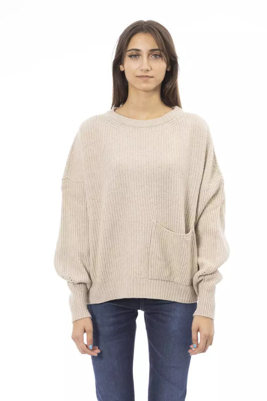 Pull en laine beige