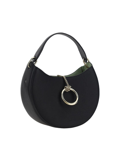 Elegant Black Calf Leather Shoulder Bag