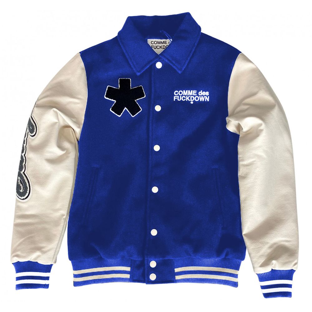 Varsity Elegance Cotton & Faux Leather Bomber Jacket