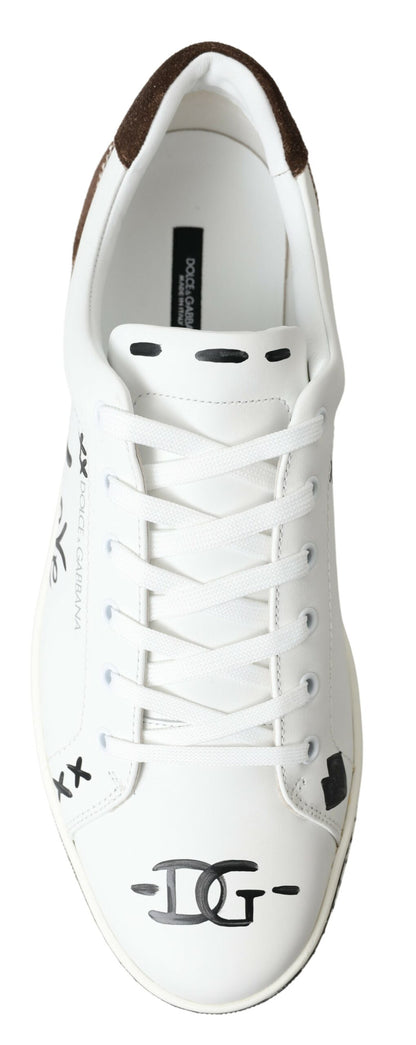 Sleek White Leather Casual Sneakers