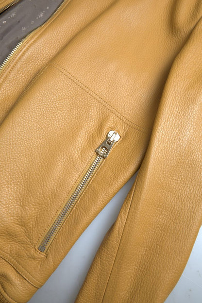 Luxurious Cream Deerskin Leather Bomber Jacket