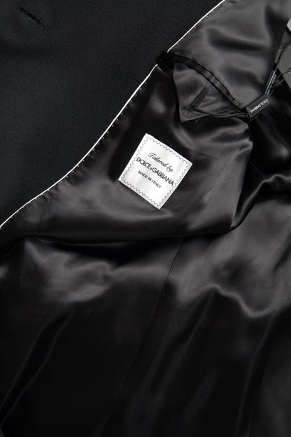 Sleek Black Wool-Cashmere Trench Coat