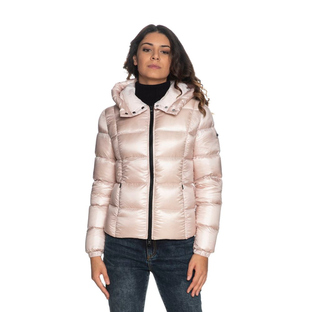 Chic Pink Down Jacket with Zipper Closure