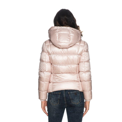 Chic Pink Down Jacket with Zipper Closure