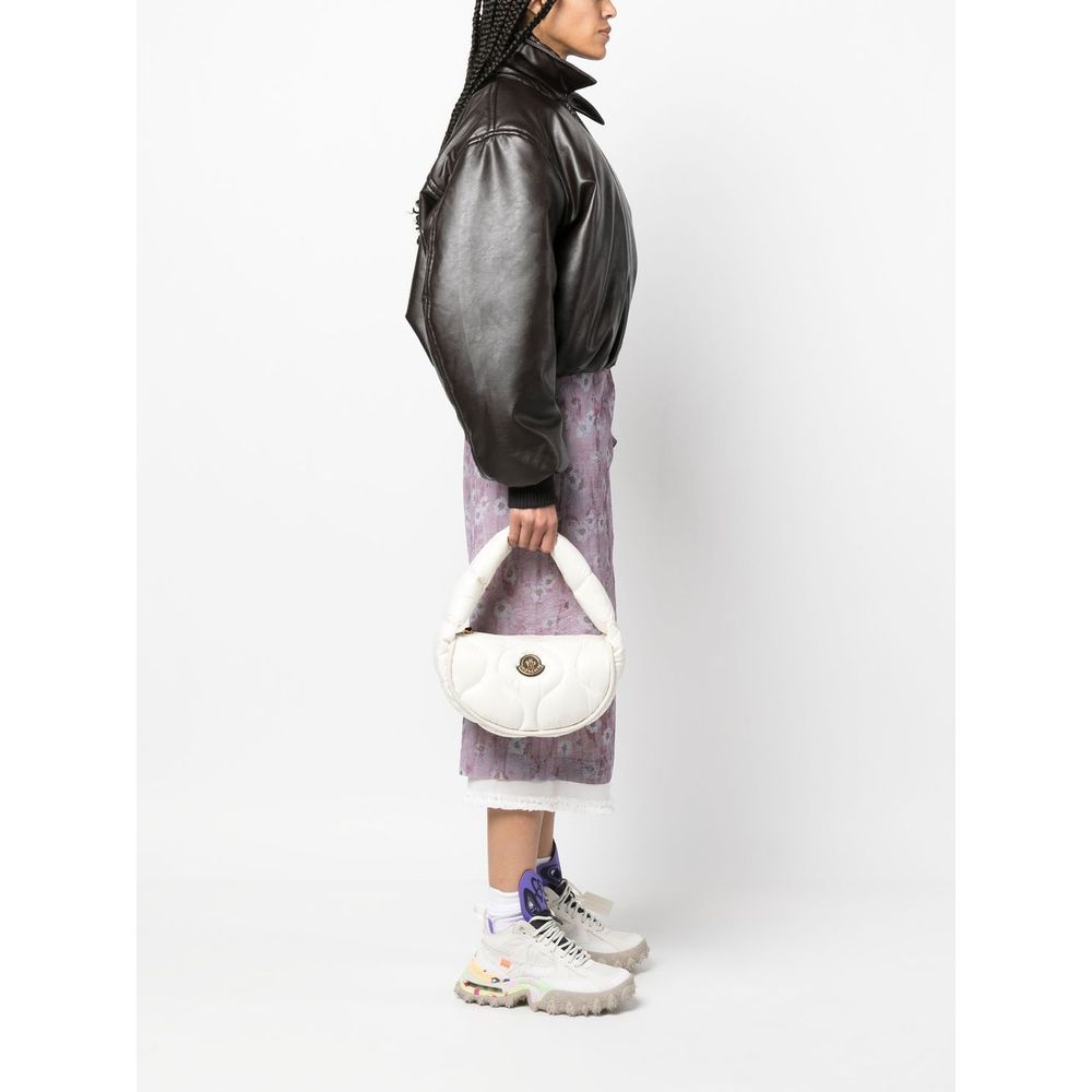 Chic Snowy White Hobo Bag with Luxe Feather Padding