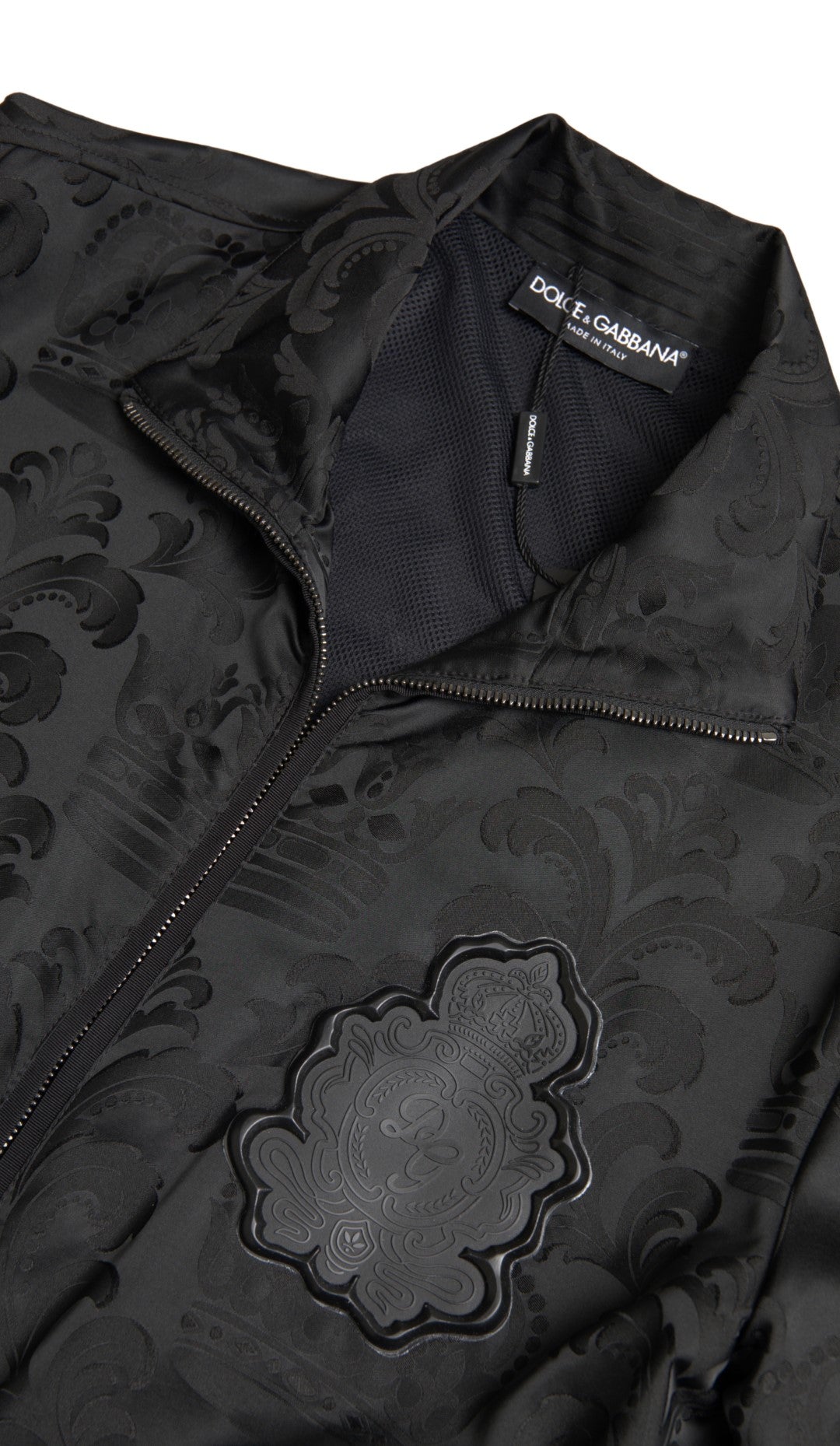 Chaqueta casual para hombre con logo brocado y suéter con cremallera completa negra