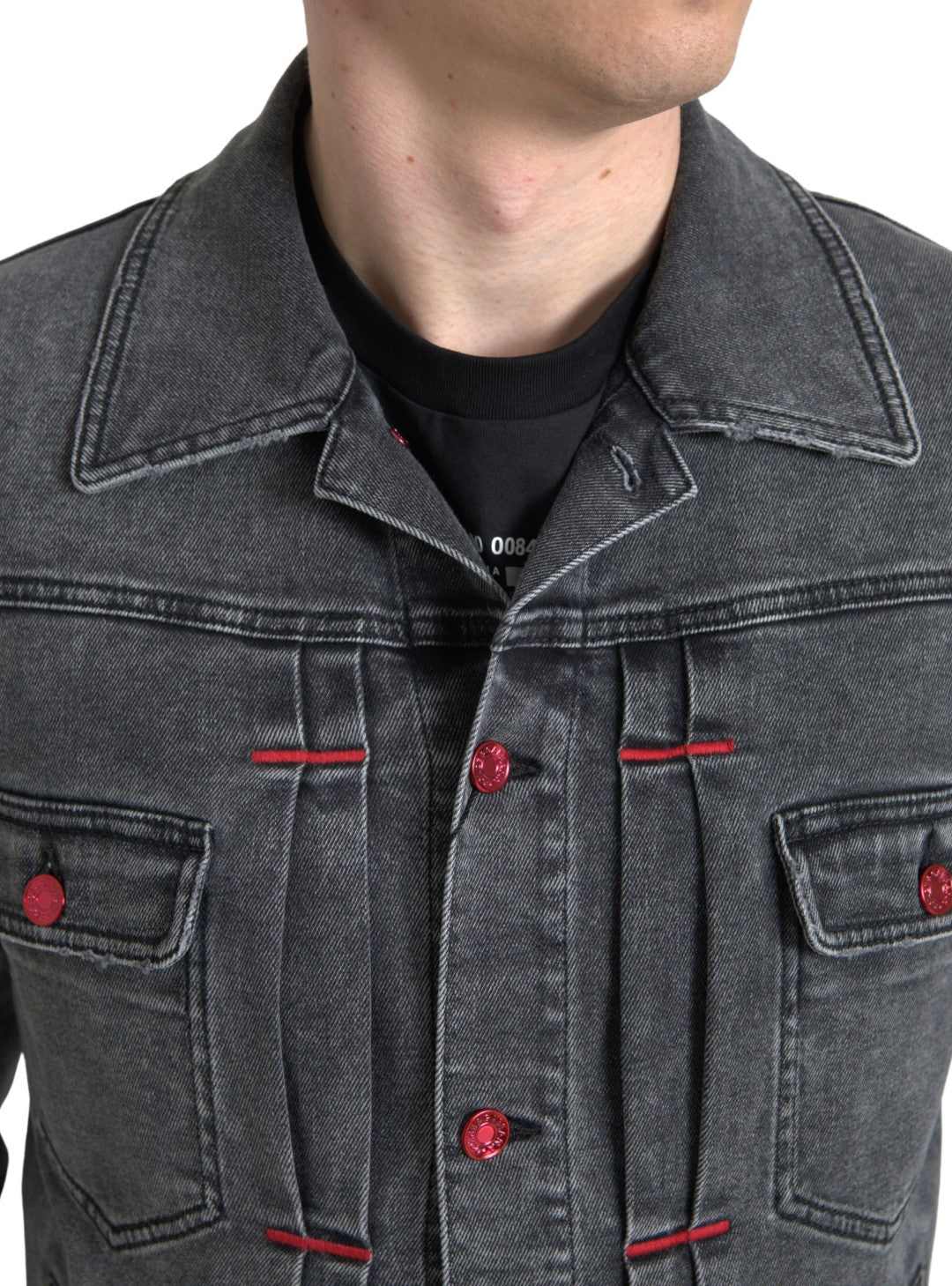 Chaqueta de hombre de denim elástico de algodón lavado gris