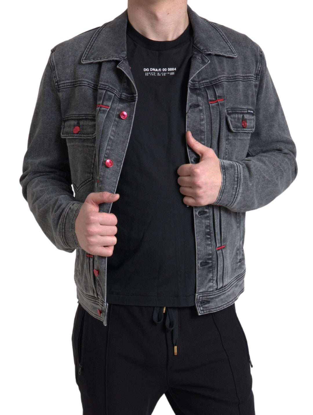 Chaqueta de hombre de denim elástico de algodón lavado gris