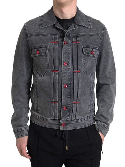 Chaqueta de hombre de denim elástico de algodón lavado gris