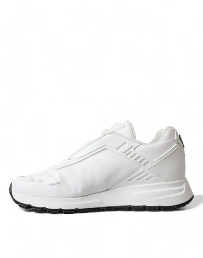 Sleek White Nylon Low Top Sneakers