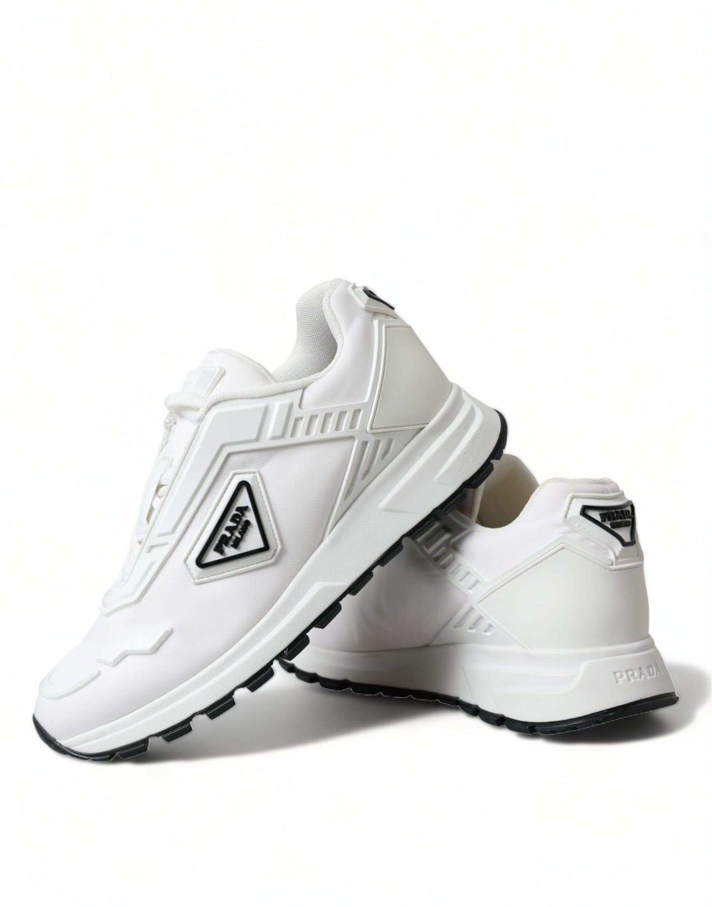 Sleek White Nylon Low Top Sneakers