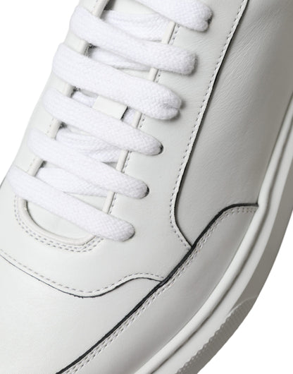 Sleek White Leather Low Top Sneakers