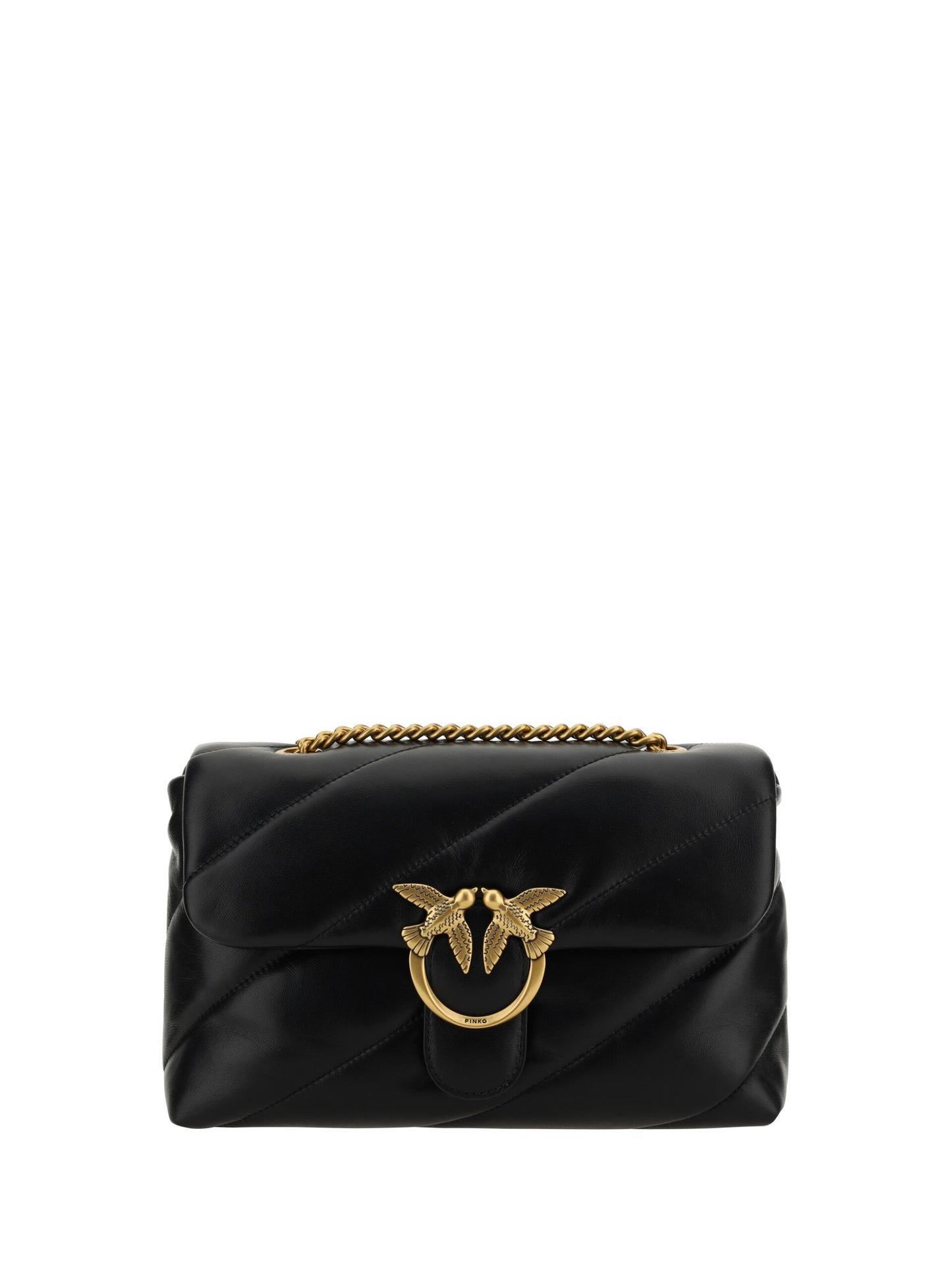 Elegant Black Leather Quilted Shoulder Bag