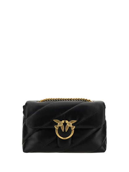 Elegant Black Leather Quilted Shoulder Bag