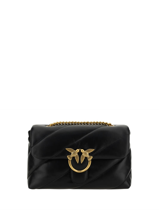 Elegant Black Leather Quilted Shoulder Bag