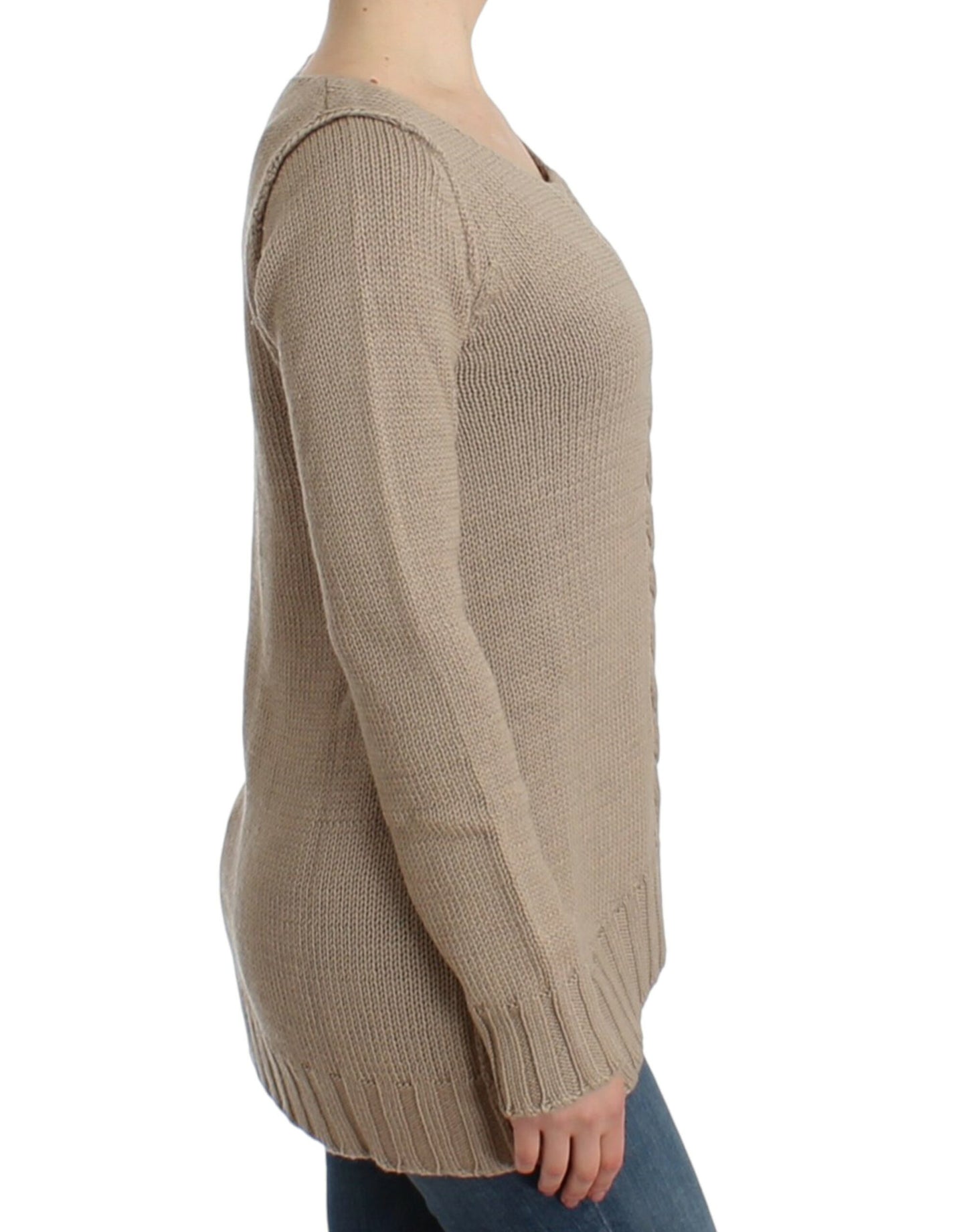 Jersey de lana de punto beige