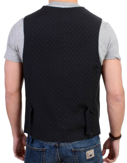 Elegant Black Wool Blend Casual Vest